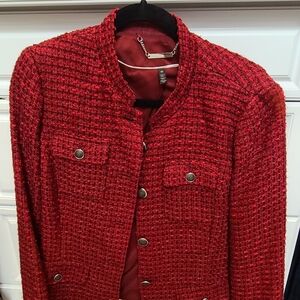 WHBM Red Tweed Blazer
